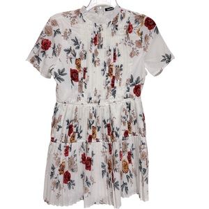 White multicolored floral mini dress